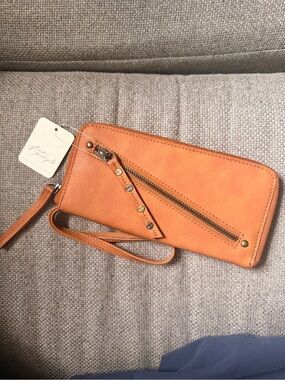 Brown Free People Vegan Leather Wristlet